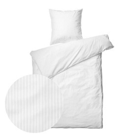 Dobbelt sengetøj, smal strib hvid, 200x220 cm