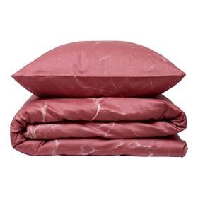 Sengetøj bomuldssatin - 140x220 cm - Marmor Blush Okker - NATURE by Luna Denmark