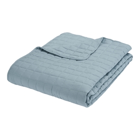 Ensfarvet sengetæppe - 150x260 cm - Gunhild - Dusty Blue